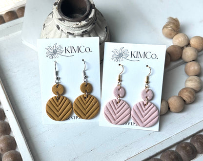 Polymer Clay Earrings - Embossed Chevron •        4 Color Options