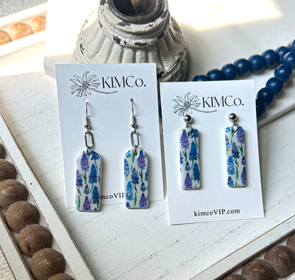 Polymer Clay Earrings - Bluebonnets •                   3 Design Options