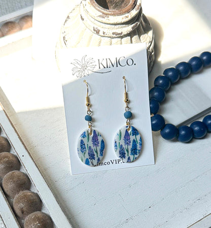 Polymer Clay Earrings - Bluebonnets •                   3 Design Options