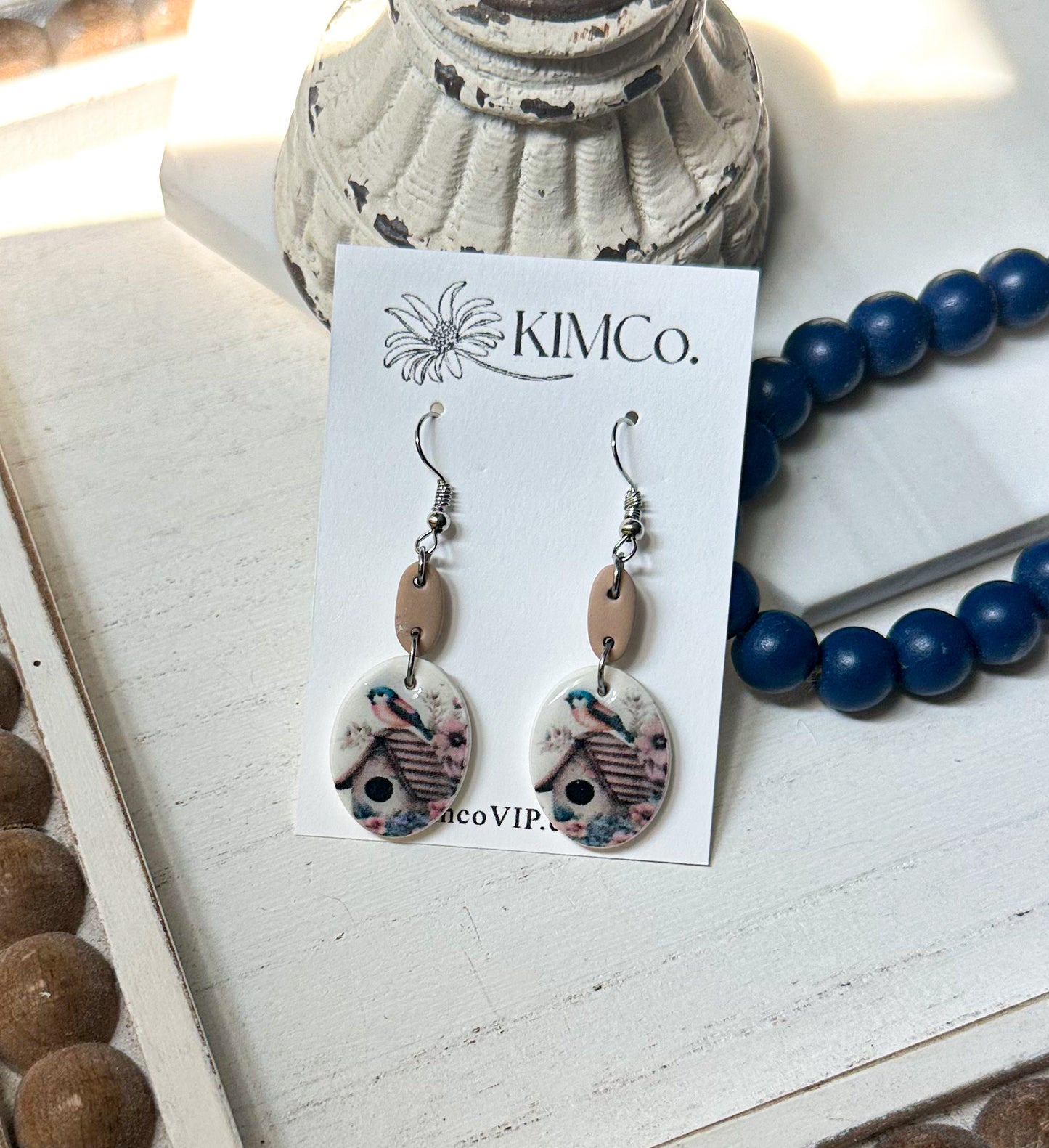 Polymer Clay Earrings - Birdhouse •                       2 Design Options