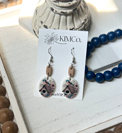 Polymer Clay Earrings - Birdhouse •                       2 Design Options