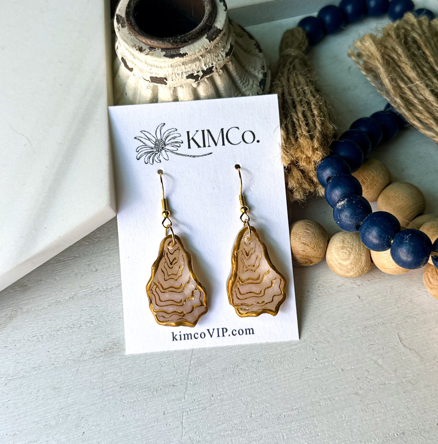 Polymer Clay Earrings -  Oyster