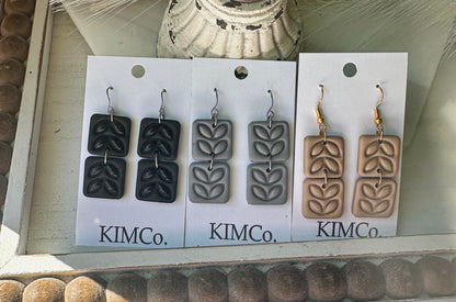 Polymer Clay Earrings - Double Square Drop •      6 Color Options