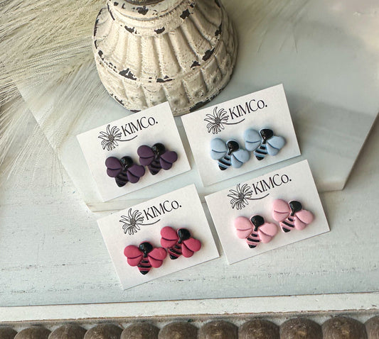 Polymer Clay Earrings • Bee Stud Earrings