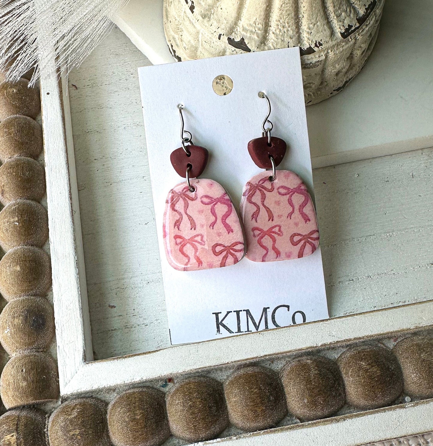 Polymer Clay Earrings • Pink Bows