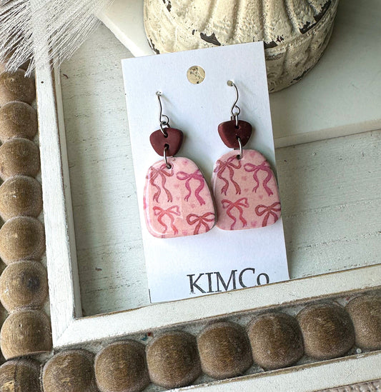 Polymer Clay Earrings • Pink Bows