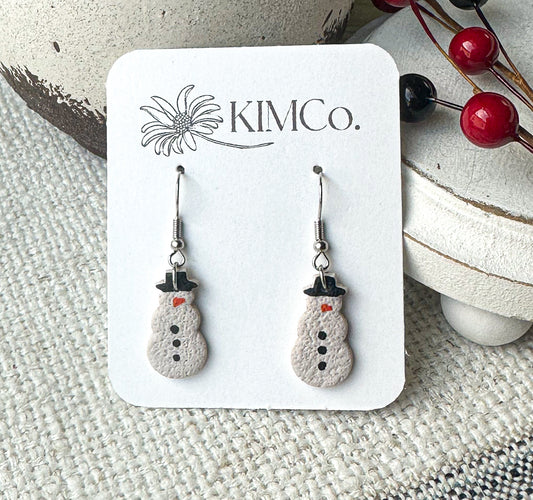 Polymer Clay Earrings - Mini Snowman