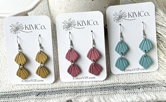 Stacked Shell Polymer Clay Earrings • 3 colors