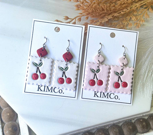 Polymer Clay Earrings - Cherries
