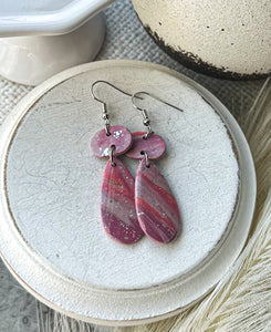 Pink Swirl Abstract Polymer Clay Earrings
