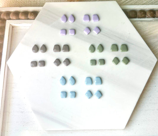 Polymer Clay Stud Earrings - 8 Colors