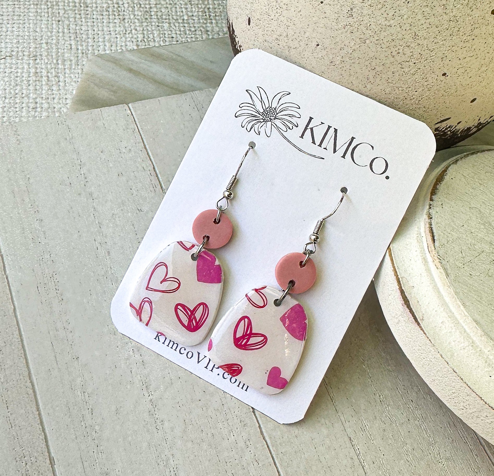 Abstract Valentine Heart Polymer Clay Earrings