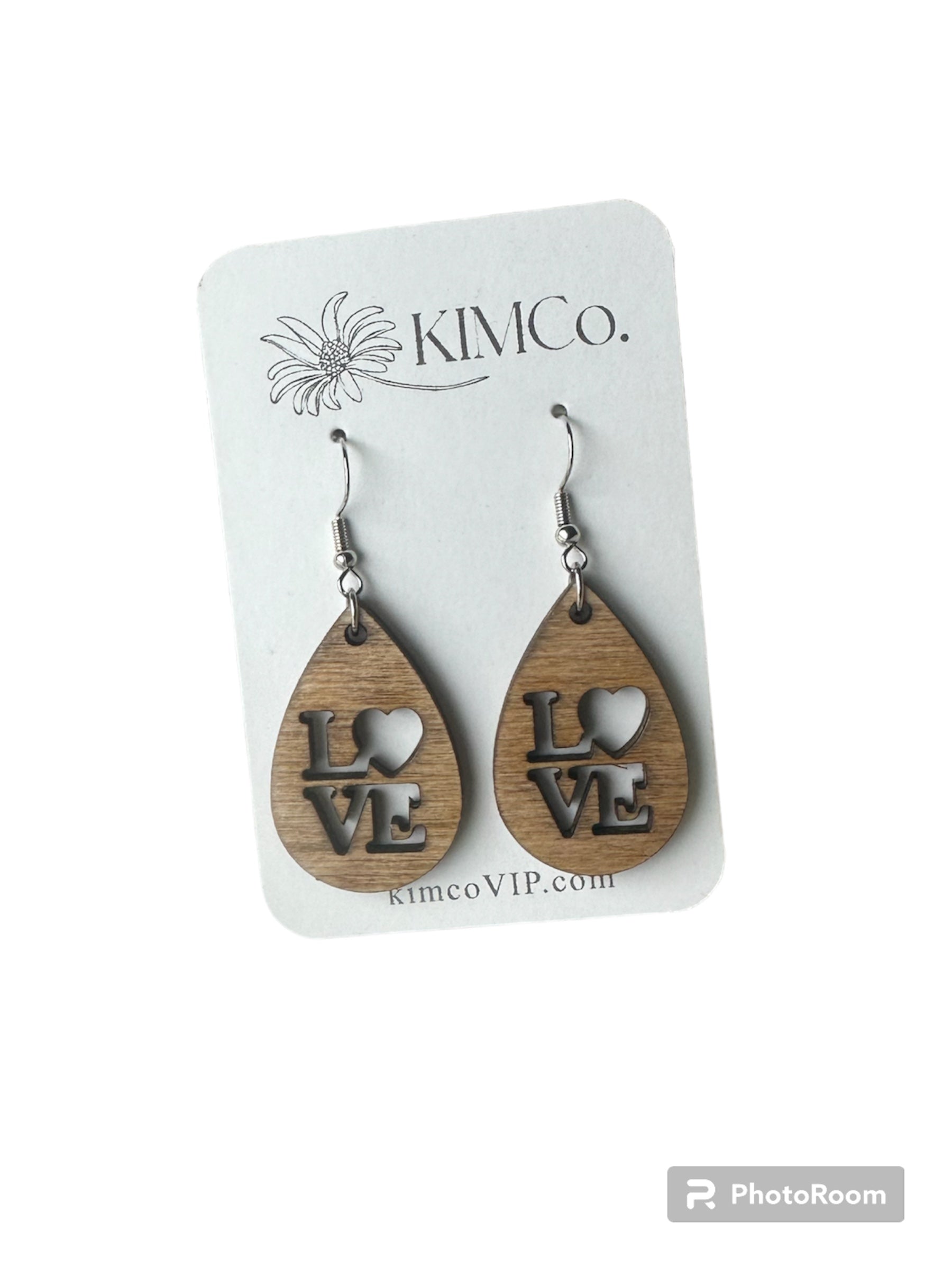 Love and Heart Cutout Wood Earrings - 4 Options