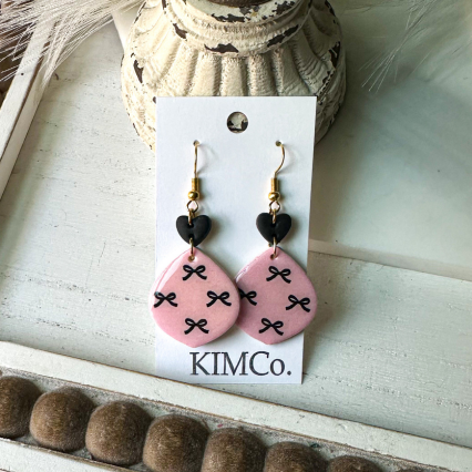 Polymer Clay Earrings • Mini Black Bows