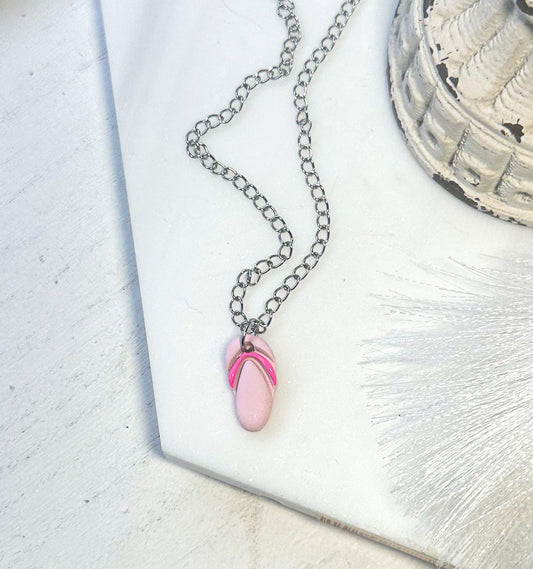 Polymer Clay Necklace - Beach Flip Flop