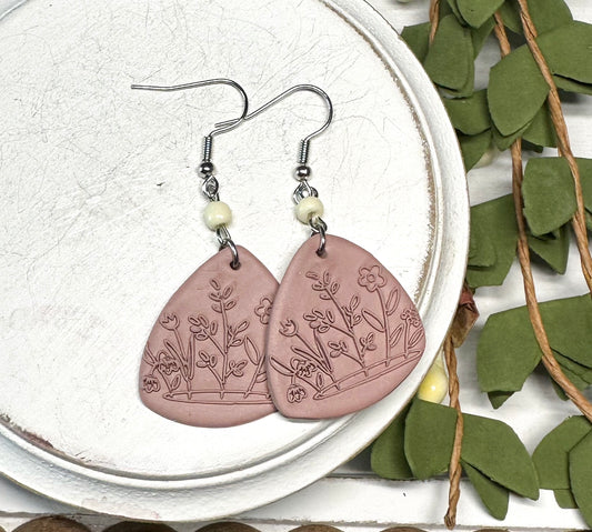 Floral Embossed Polymer Clay Earrings