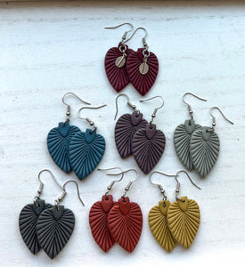 Boho Leaf Polymer Clay Earrings * 7 Colors
