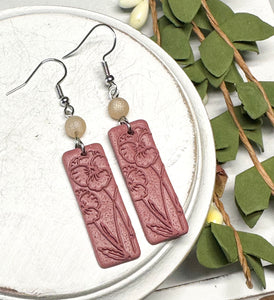 Rectangle Drop Embossed Polymer Clay Earrings