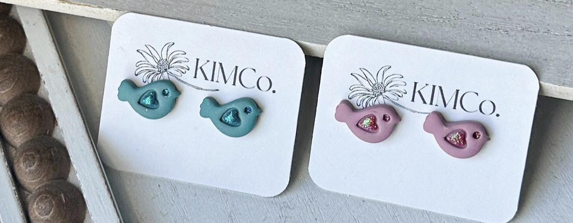 Polymer Clay Earrings - Lovebird Stud Earrings