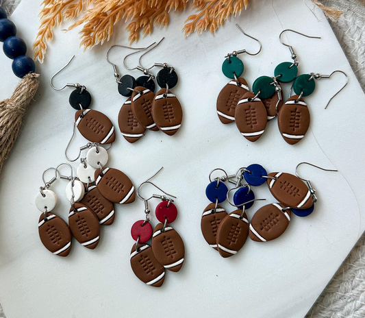 Polymer Clay Football Earrings